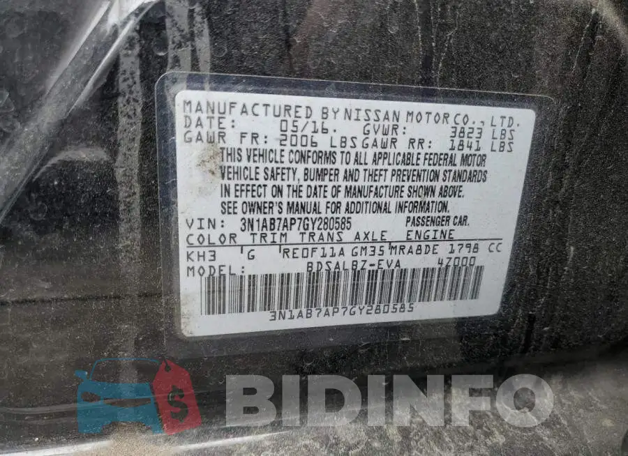 3N1AB7AP7GY280585 Photo# 12
