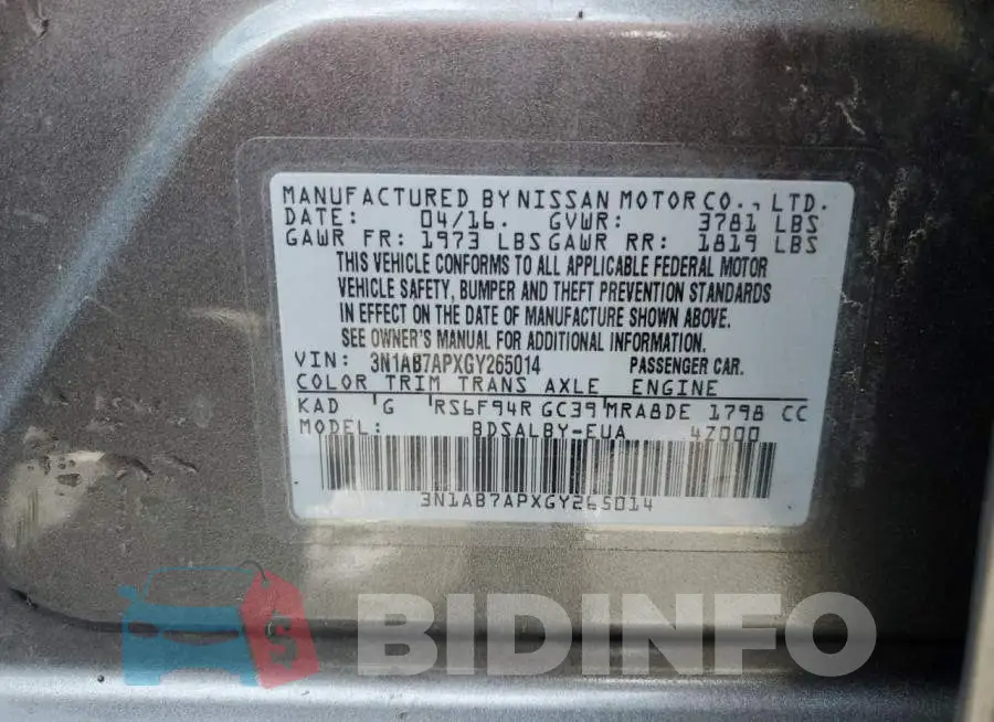 3N1AB7APXGY265014 Photo# 12