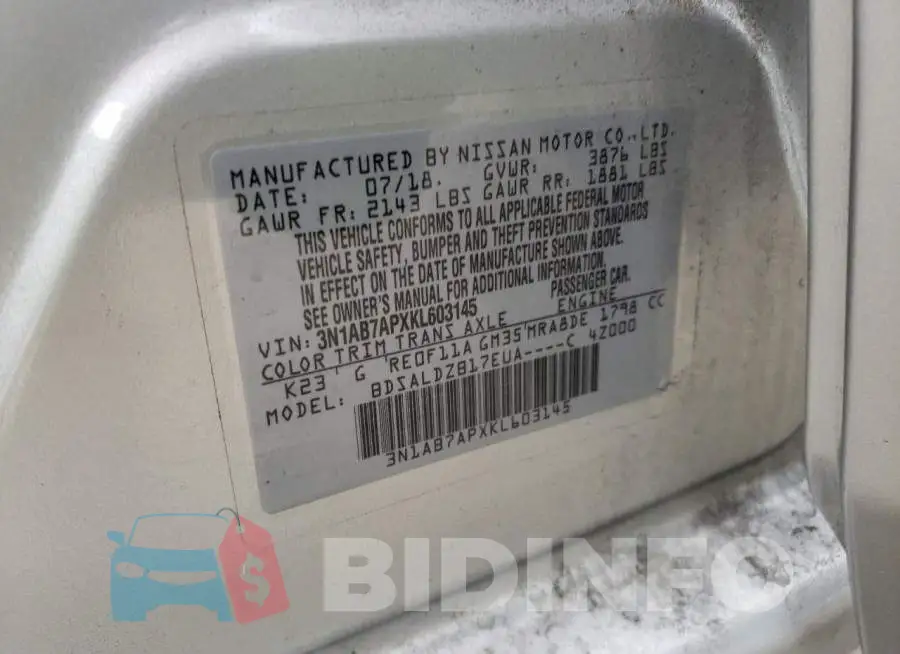 3N1AB7APXKL603145 Photo# 13