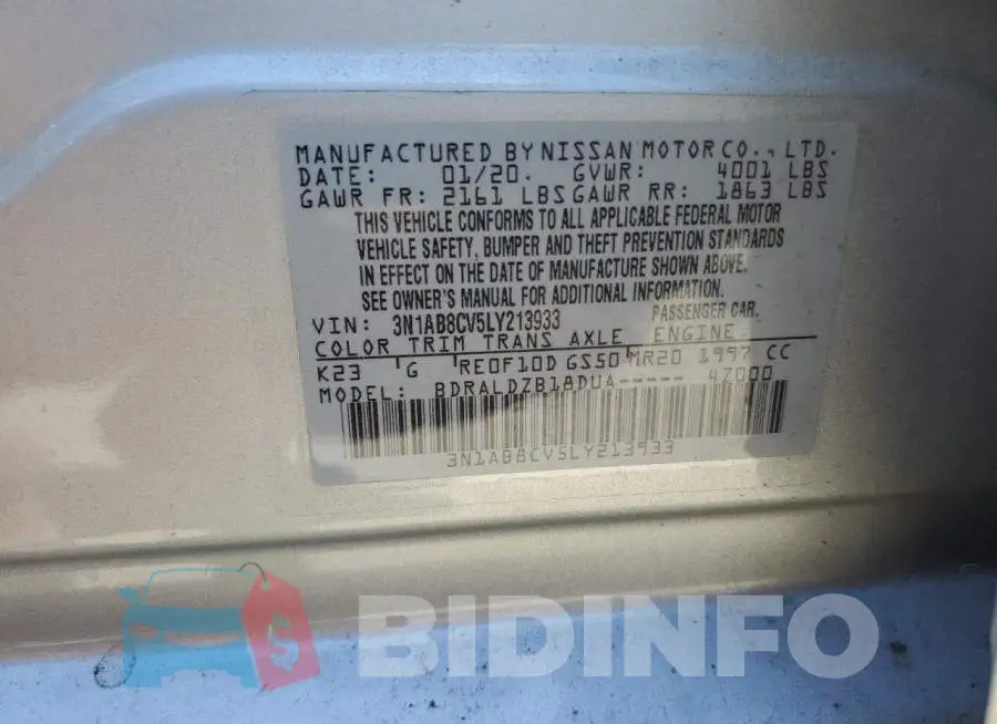 3N1AB8CV5LY213933 Photo# 12