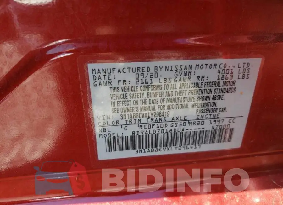 3N1AB8CVXLY296419 Photo# 12