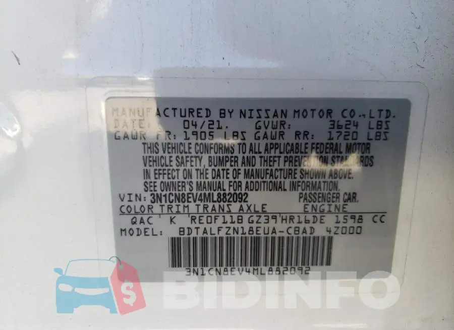 3N1CN8EV4ML882092 Photo# 12
