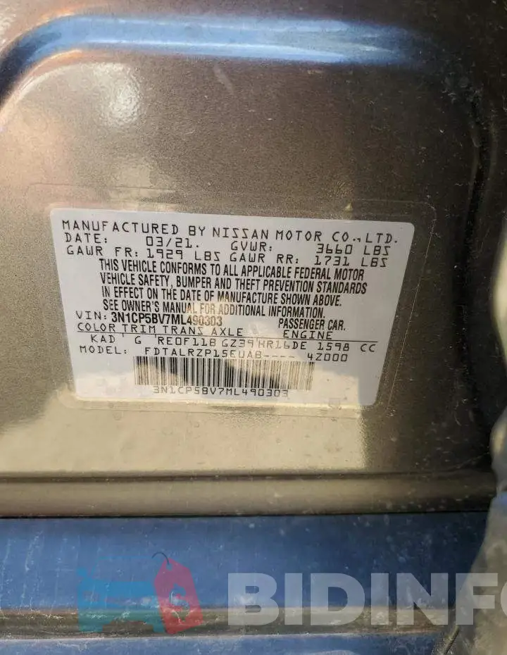 3N1CP5BV7ML490303 Photo# 12