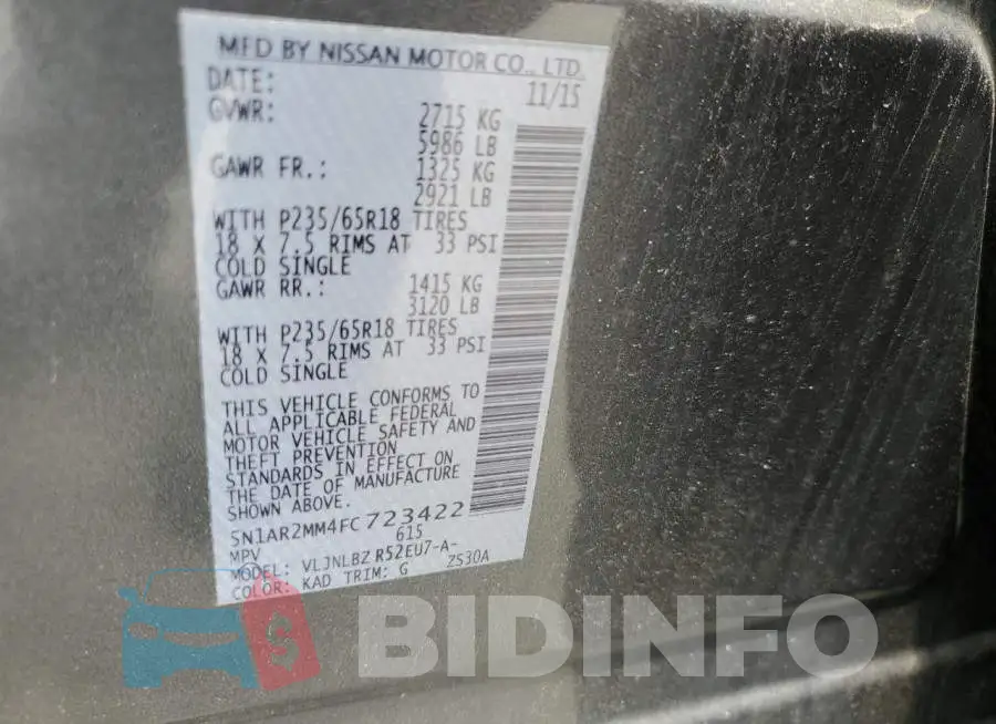 5N1AR2MM4FC723422 Photo# 13