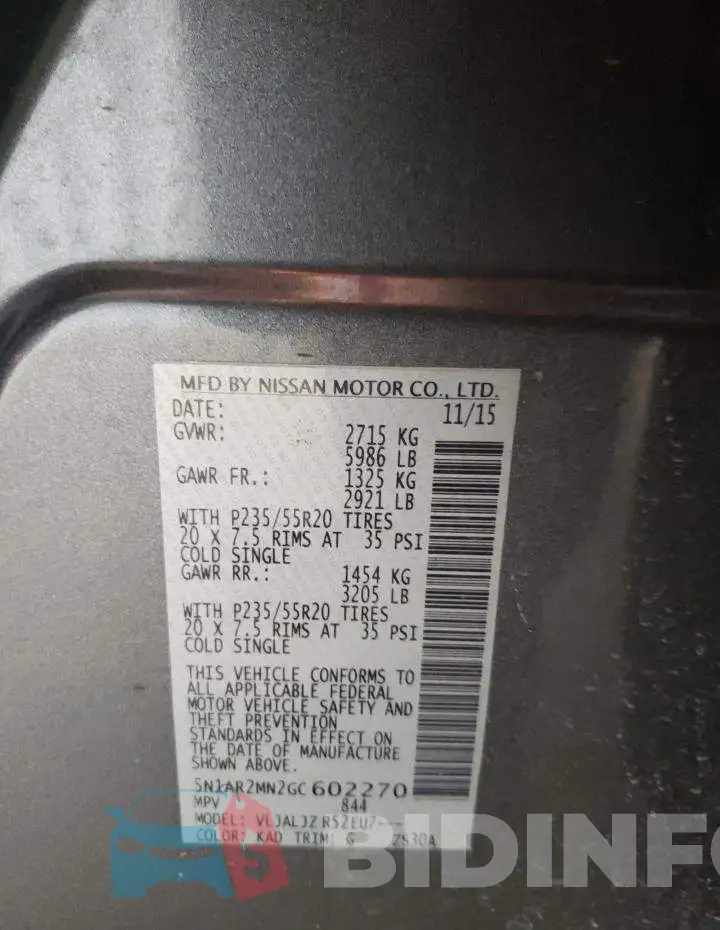 5N1AR2MN2GC602270 Photo# 13
