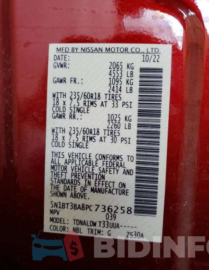 5N1BT3BA8PC736258 Photo# 12