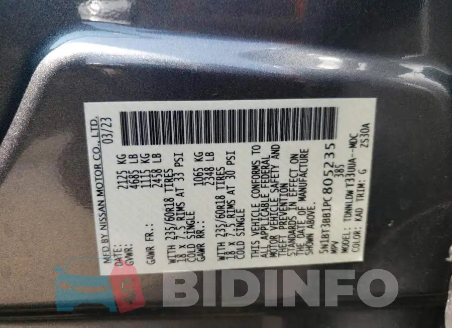 5N1BT3BB1PC805235 Photo# 12