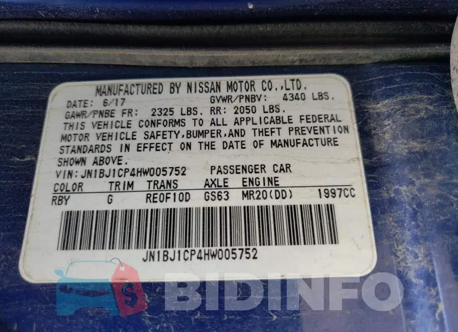JN1BJ1CP4HW005752 Photo# 13