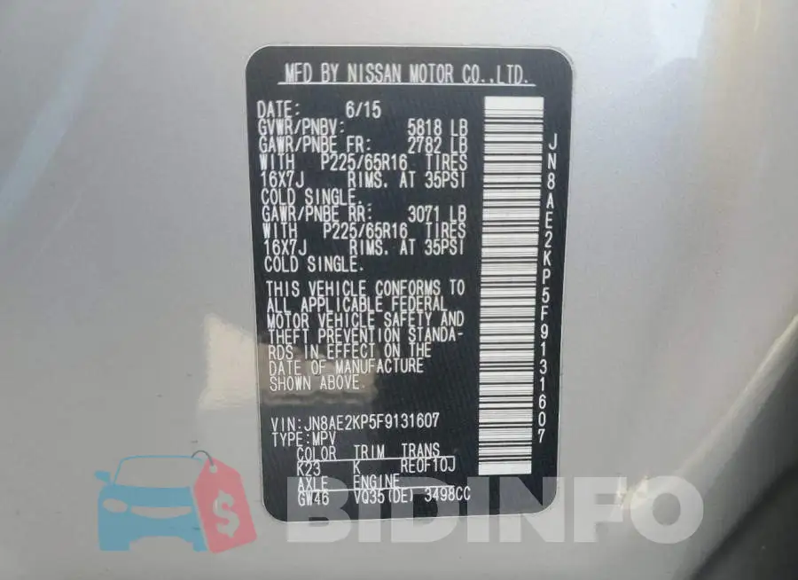 JN8AE2KP5F9131607 Photo# 13
