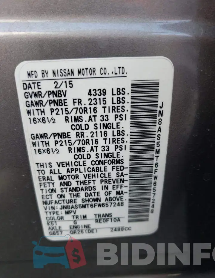 JN8AS5MT6FW657248 Photo# 12