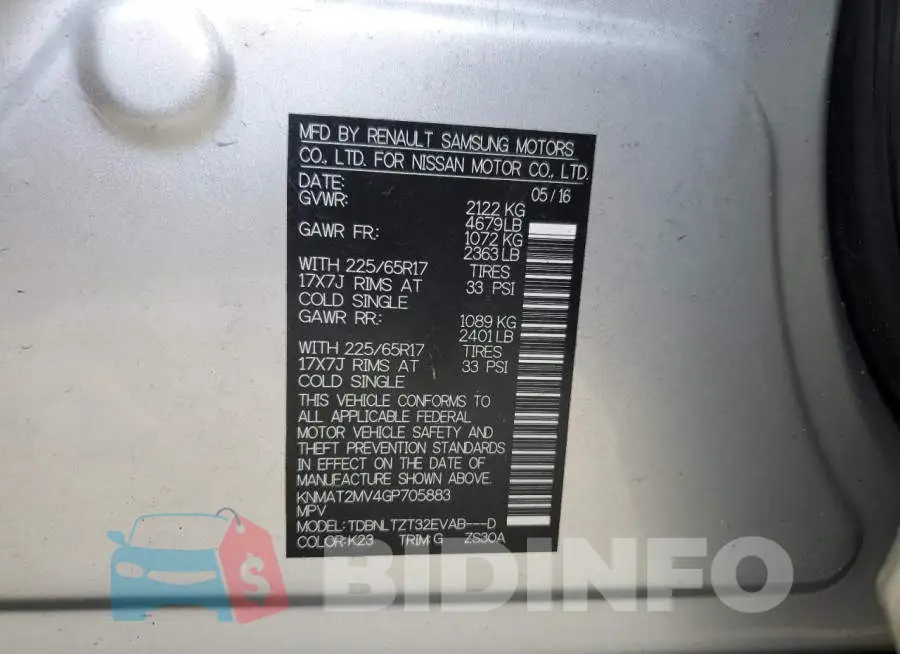 KNMAT2MV4GP705883 Photo# 13