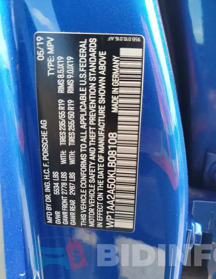 WP1AA2A50KLB08108 Photo# 14