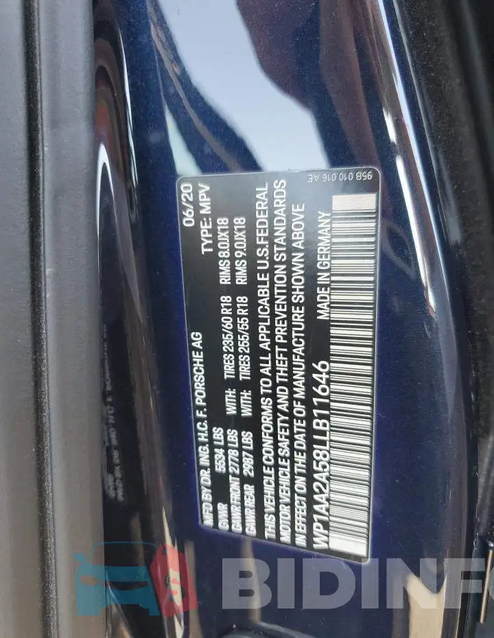 WP1AA2A58LLB11646 Photo# 12