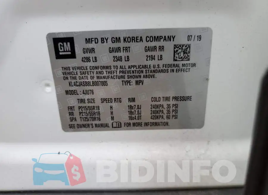 KL4CJASB8LB007005 Photo# 12