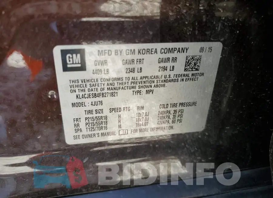 KL4CJESB4FB271821 Photo# 14