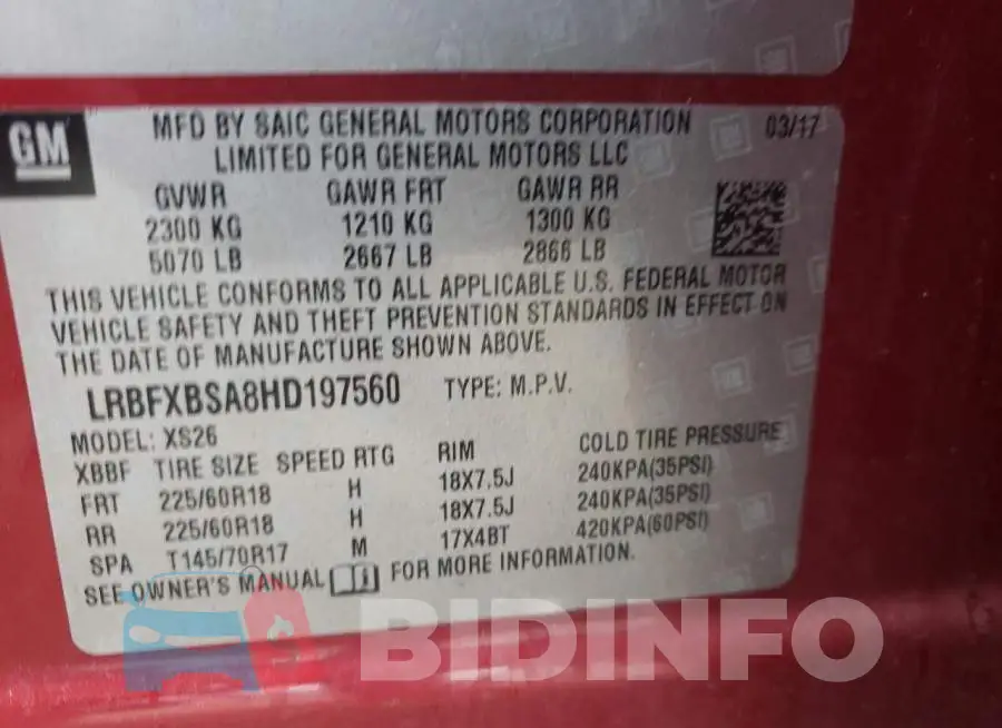 LRBFXBSA8HD197560 Photo# 13