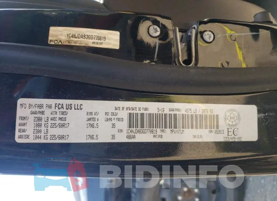 1C4NJDAB3GD770819 Photo# 13