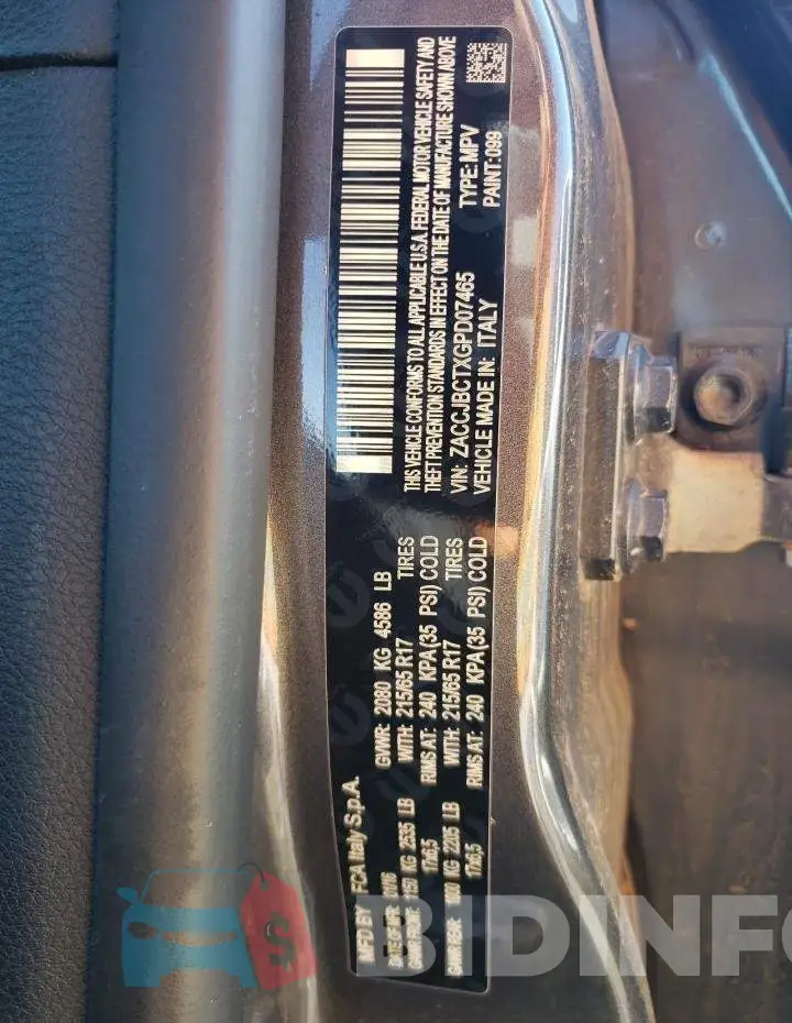 ZACCJBCTXGPD07465 Photo# 12