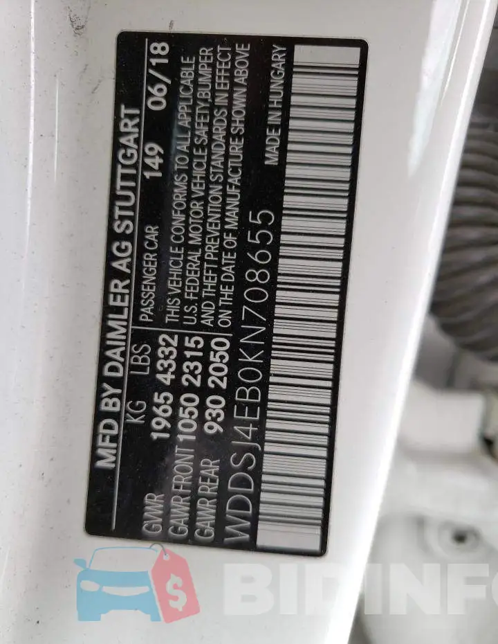 WDDSJ4EB0KN708655 Photo# 12