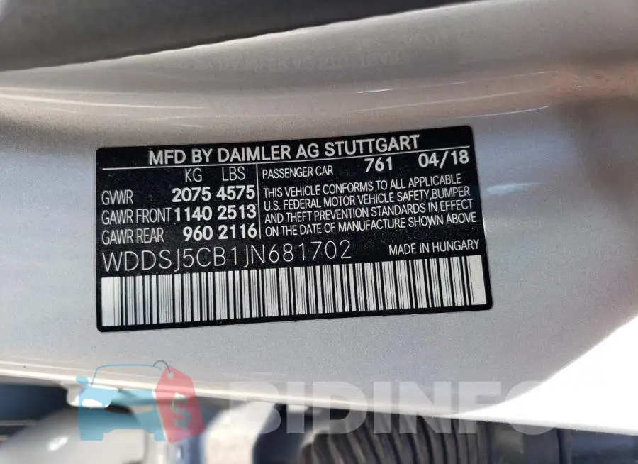 WDDSJ5CB1JN681702 Photo# 13