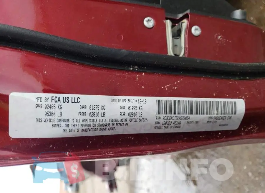 2C3CDXCT5KH572054 Photo# 13