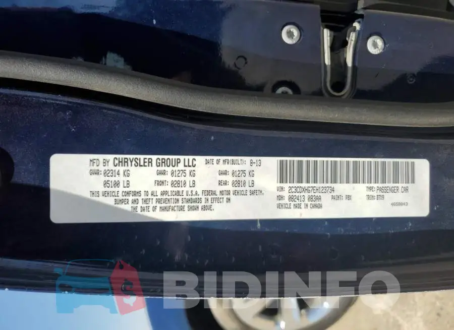 2C3CDXHG7EH123734 Photo# 12