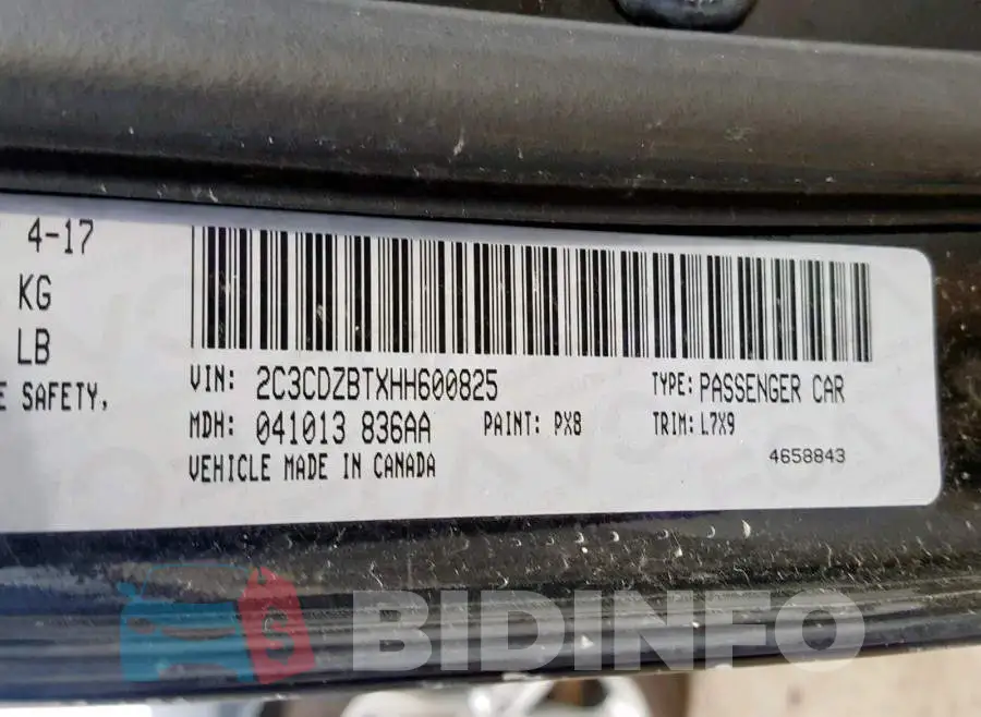 2C3CDZBTXHH600825 Photo# 8