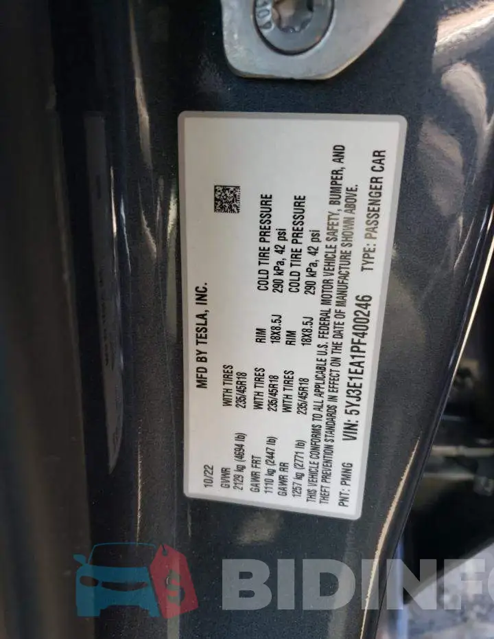 5YJ3E1EA1PF400246 Photo# 12