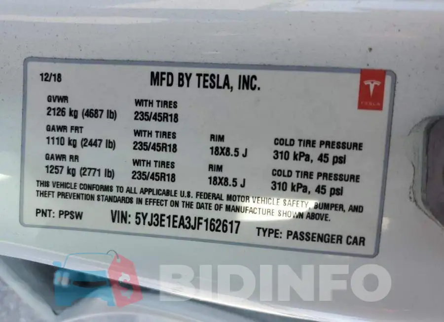 5YJ3E1EA3JF162617 Photo# 12