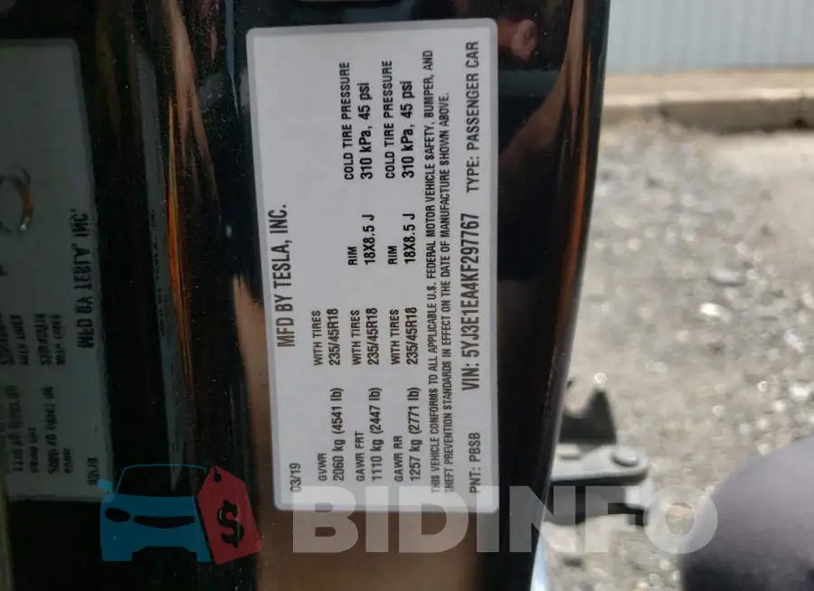 5YJ3E1EA4KF297767 Photo# 13