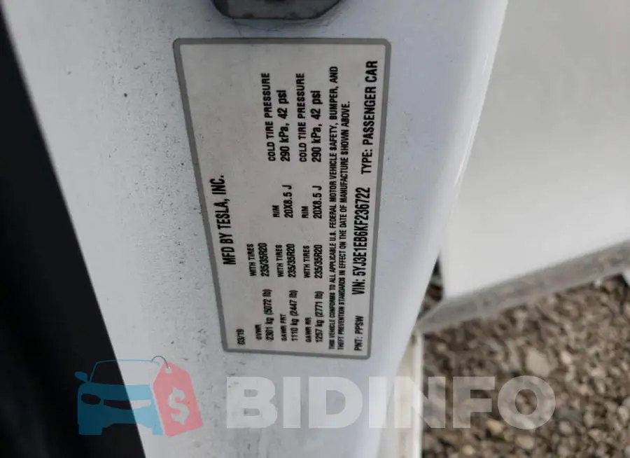 5YJ3E1EB6KF236722 Photo# 13