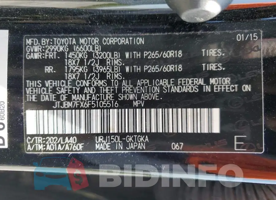 JTJBM7FX6F5105516 Photo# 13