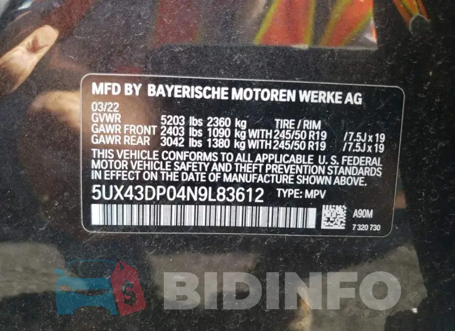 5UX43DP04N9L83612 Photo# 13