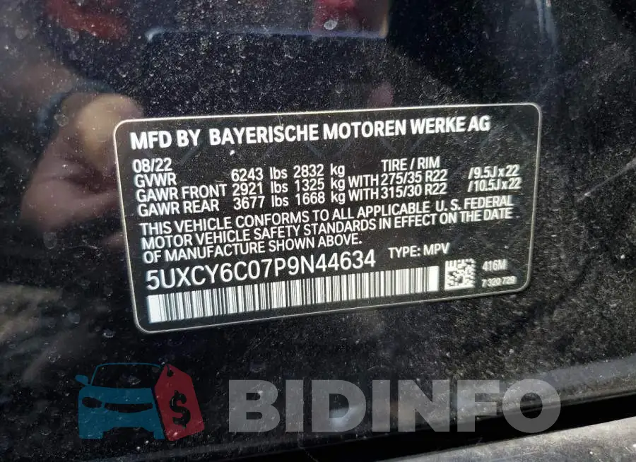 5UXCY6C07P9N44634 Photo# 13
