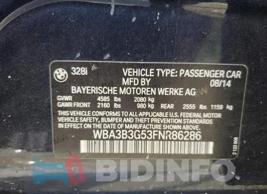 WBA3B3G53FNR86286 Photo# 12