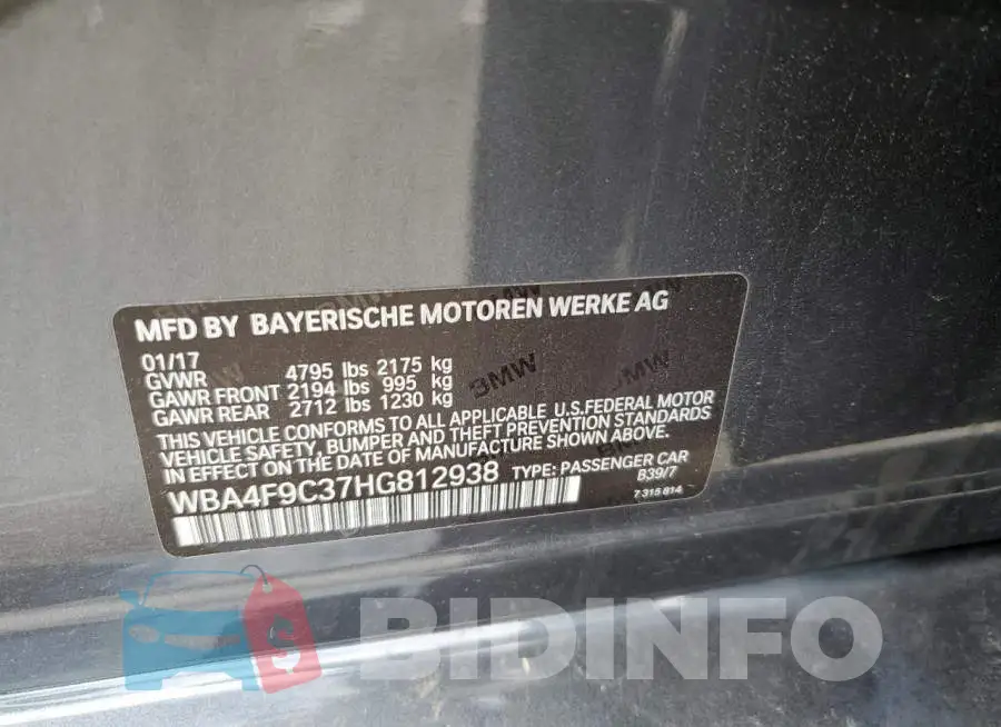 WBA4F9C37HG812938 Photo# 12
