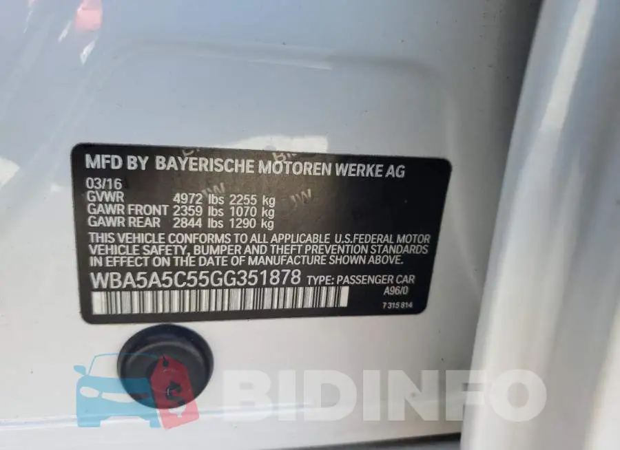 WBA5A5C55GG351878 Photo# 12