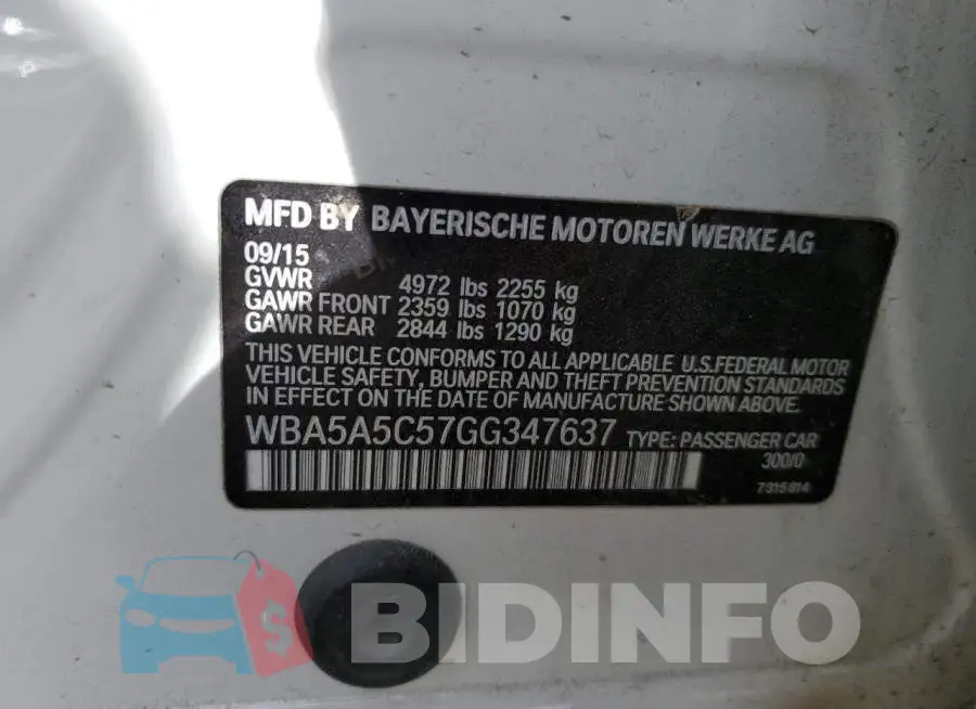 WBA5A5C57GG347637 Photo# 13