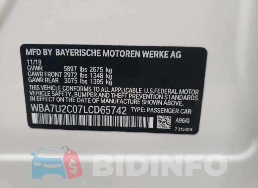 WBA7U2C07LCD65742 Photo# 12