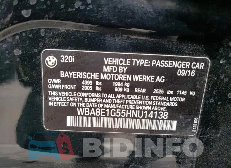WBA8E1G55HNU14138 Photo# 12