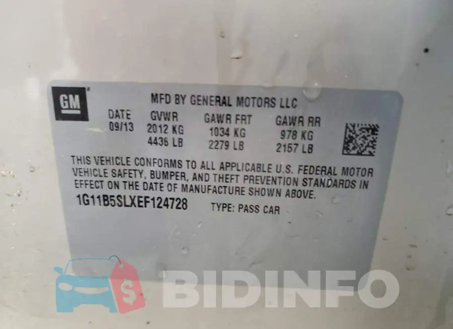 1G11B5SLXEF124728 Photo# 12