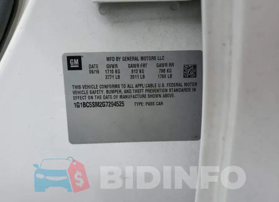 1G1BC5SM2G7294525 Photo# 13