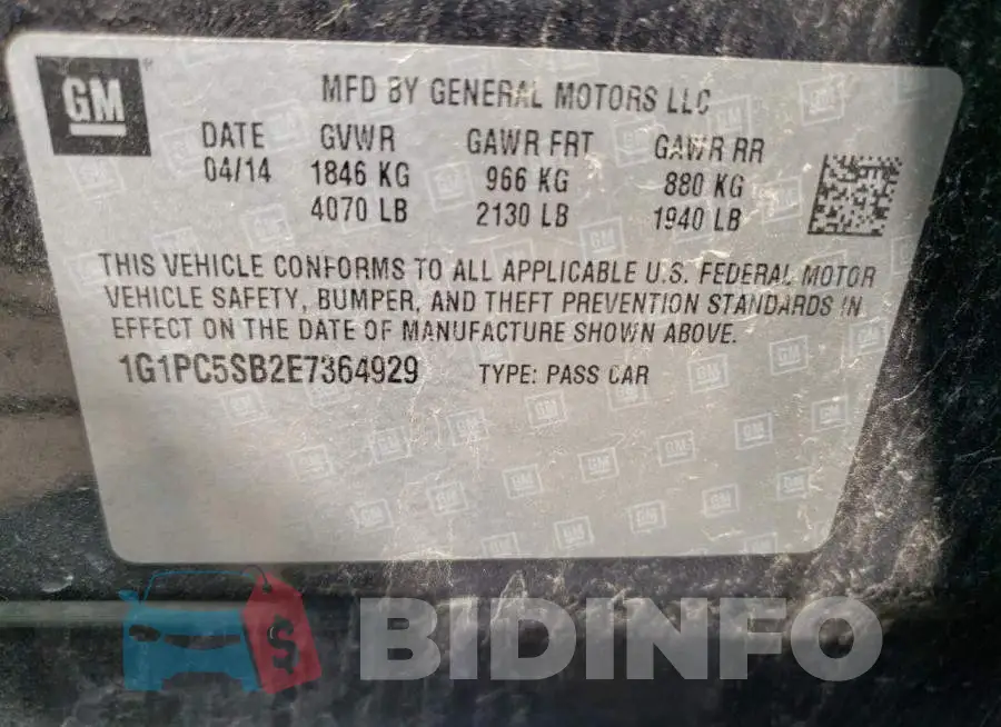 1G1PC5SB2E7364929 Photo# 13