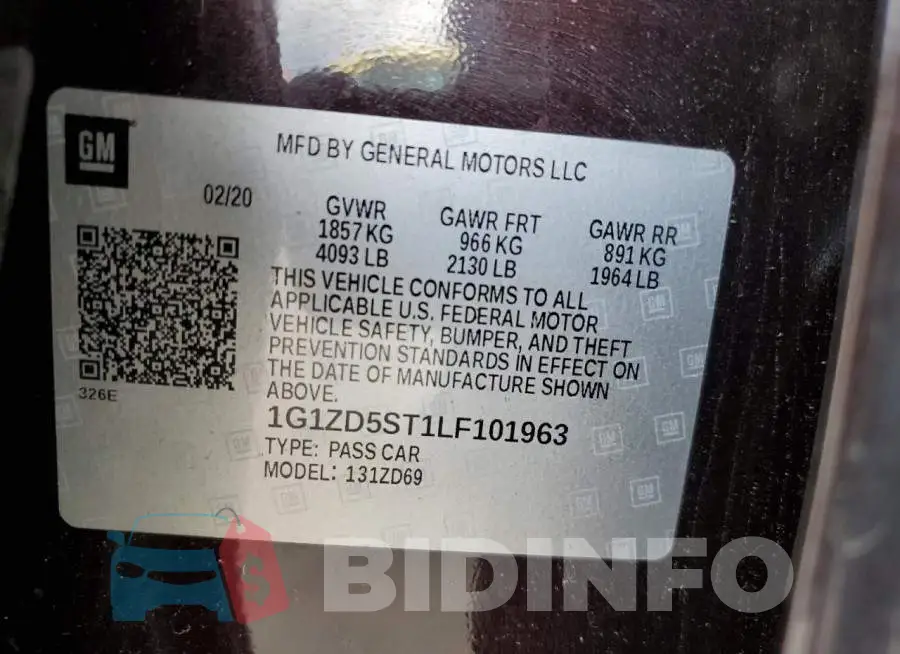 1G1ZD5ST1LF101963 Photo# 12