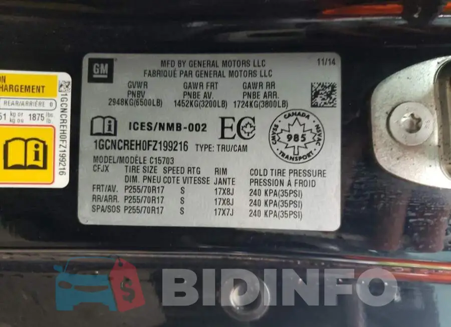 1GCNCREH0FZ199216 Photo# 12
