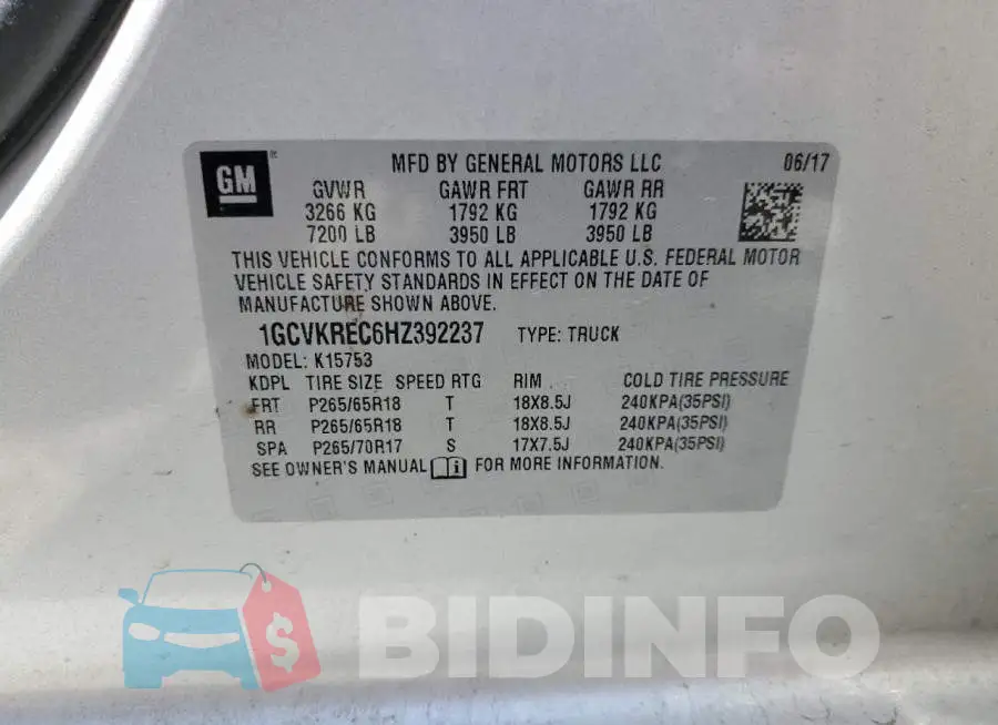 1GCVKREC6HZ392237 Photo# 12