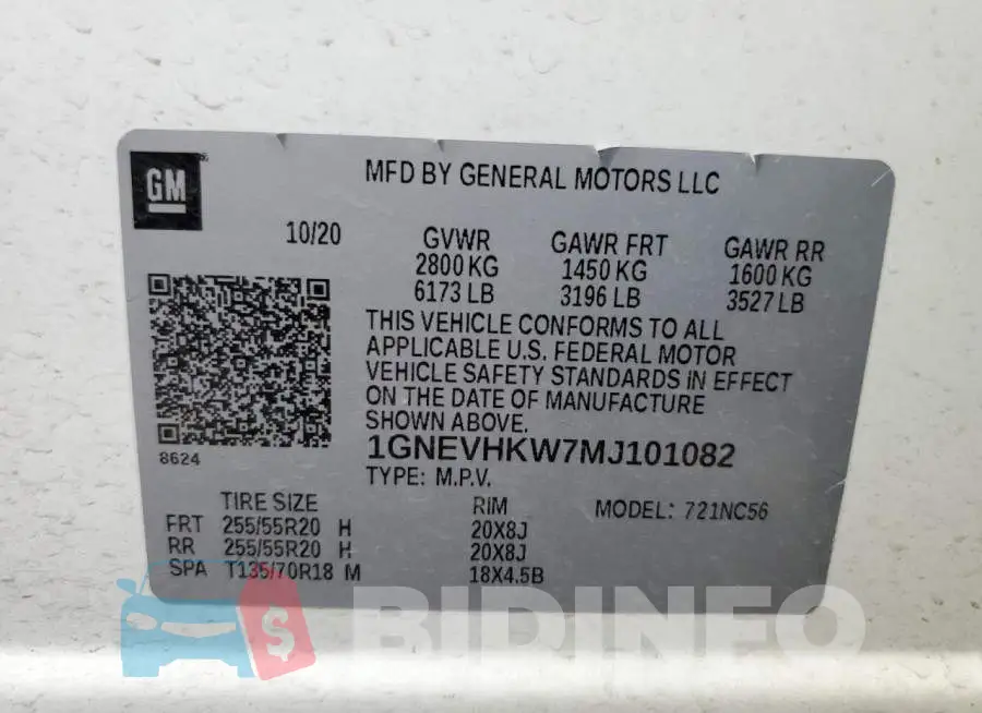 1GNEVHKW7MJ101082 Photo# 12
