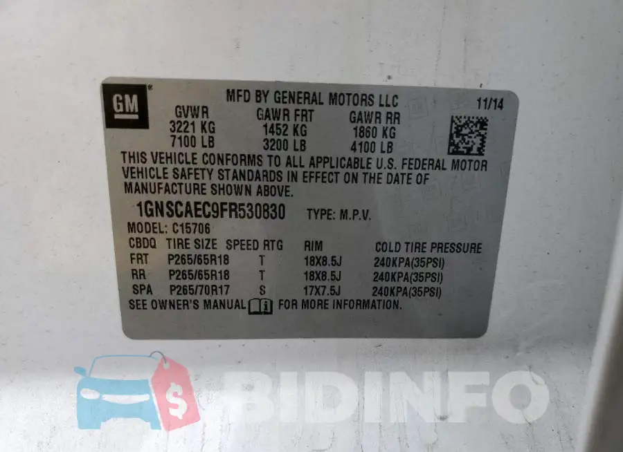 1GNSCAEC9FR530830 Photo# 13