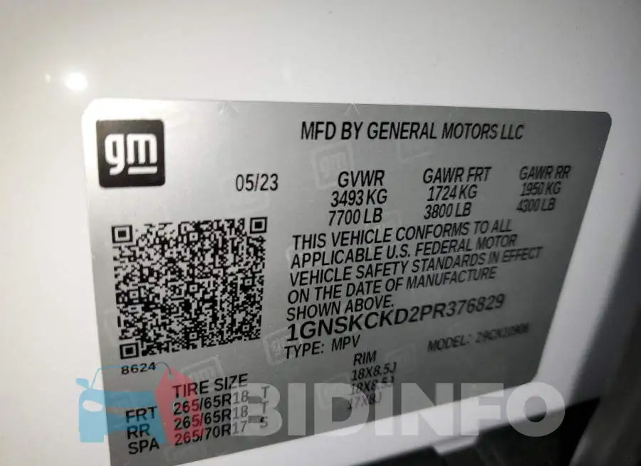 1GNSKCKD2PR376829 Photo# 13