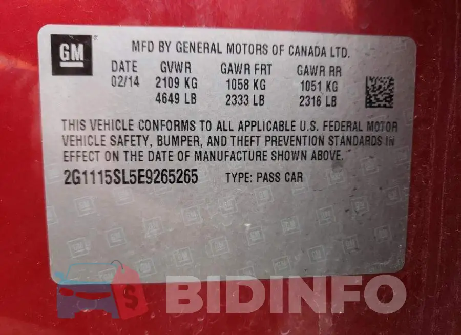 2G1115SL5E9265265 Photo# 13